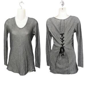 NWT INDIGENOUS Organic Cotton Waffle Tie Back Pullover XS